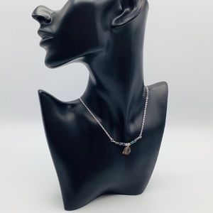 ❤️NEW Raw Smokey Quartz Necklace Labradorite Turquoise Hematite V Bar Dainty